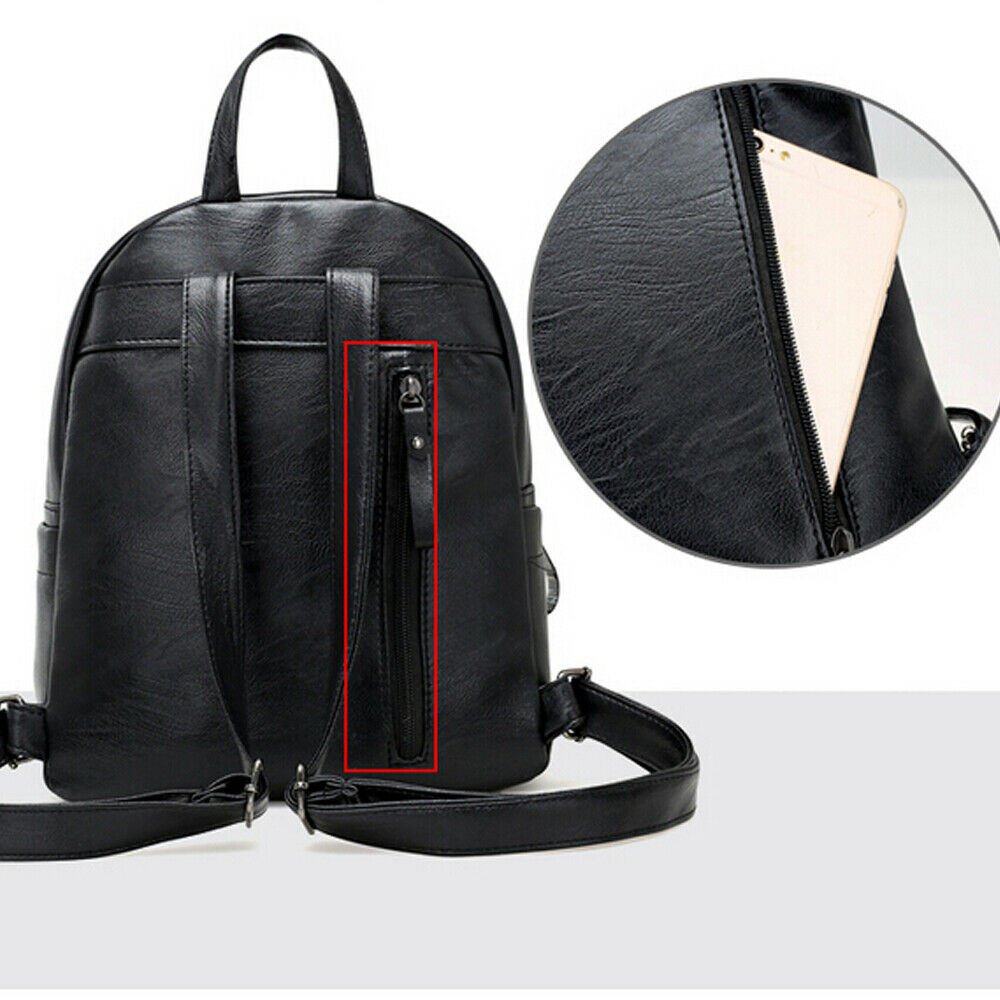 Hirigin Vrouwelijke Anti-Diefstal Rugzak Klassieke Pu Leer Effen Kleur Rugzak Mode Schoudertas Rugzak