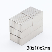 100Pcs 20x10x2mm super sterke neodymium magneet blok rechthoekige body zeldzame aarde magneet N35 dunne magneet sterke magnetische