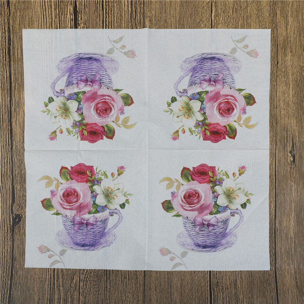 20 st/lot blommigt blomtema pappersservetter silkespapper servetter decoupage dekoration festtillbehör 33 x 33cm