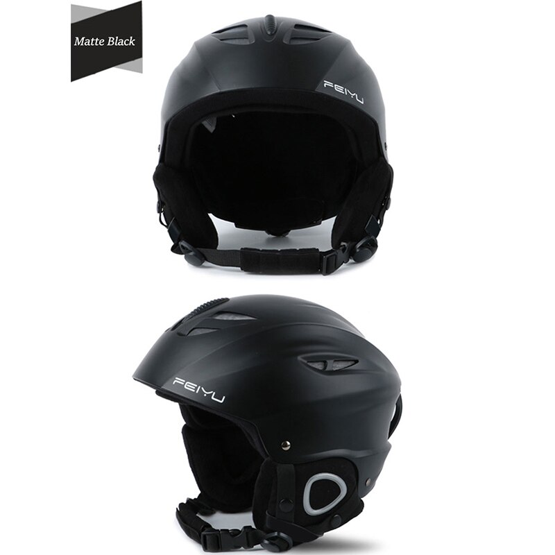 Ski Helm Integraal-Gegoten Snowboard Helm Mannen Vrouwen Schaatsen Skateboard Skiën Helm Snowboard: Black / M (52-55cm)