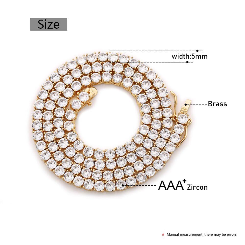 Collier en cuivre glacé de 4mm 5mm 6mm de largeur, chaîne de Tennis en Zircon cubique, couleur Rose or argent, , directe