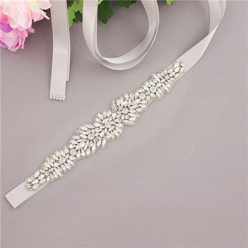 ZMS334 Hochzeit Gürtel Strass Gürtel Brautjungfer Gürtel Braut Gürtel Frauen Schärpe Gürtel Hochzeit Zubehör Gürtel für Abendkleider: grau