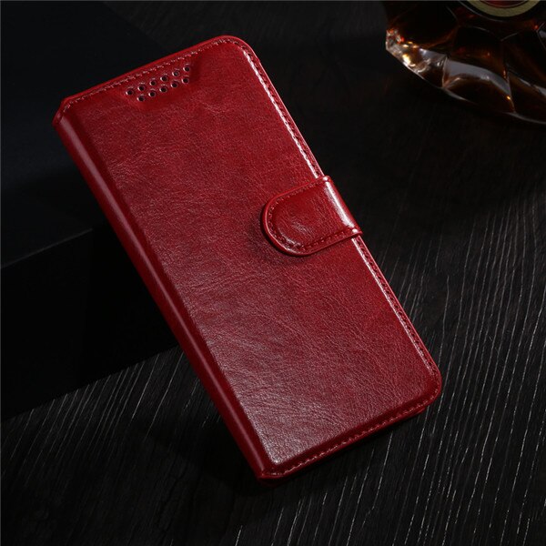 Luxe Retro Flip Case voor Huawei Y6 Lederen Achterkant Kaartsleuf Portemonnee Holster Huid Mode Telefoon Coque: Red