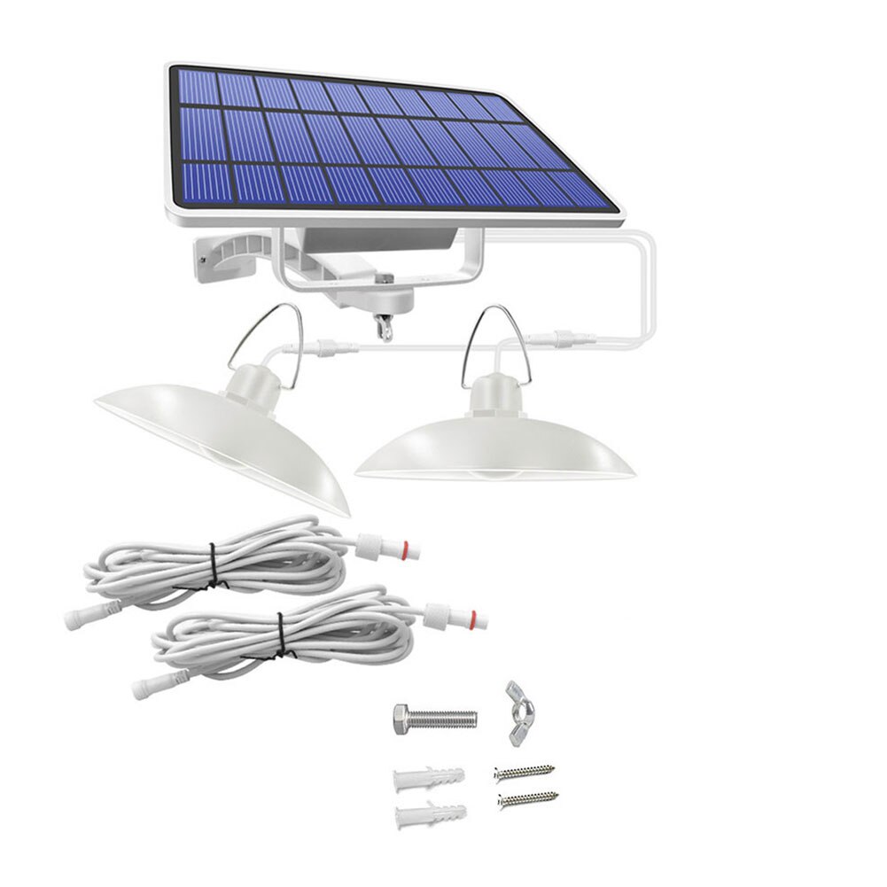 Solar Pendant Light Outdoor Indoor Hanging Solar Powered Shed Lights Waterproof Decoration Lamp For Barn Farm Garden Yard Patio: double head white / Cold White