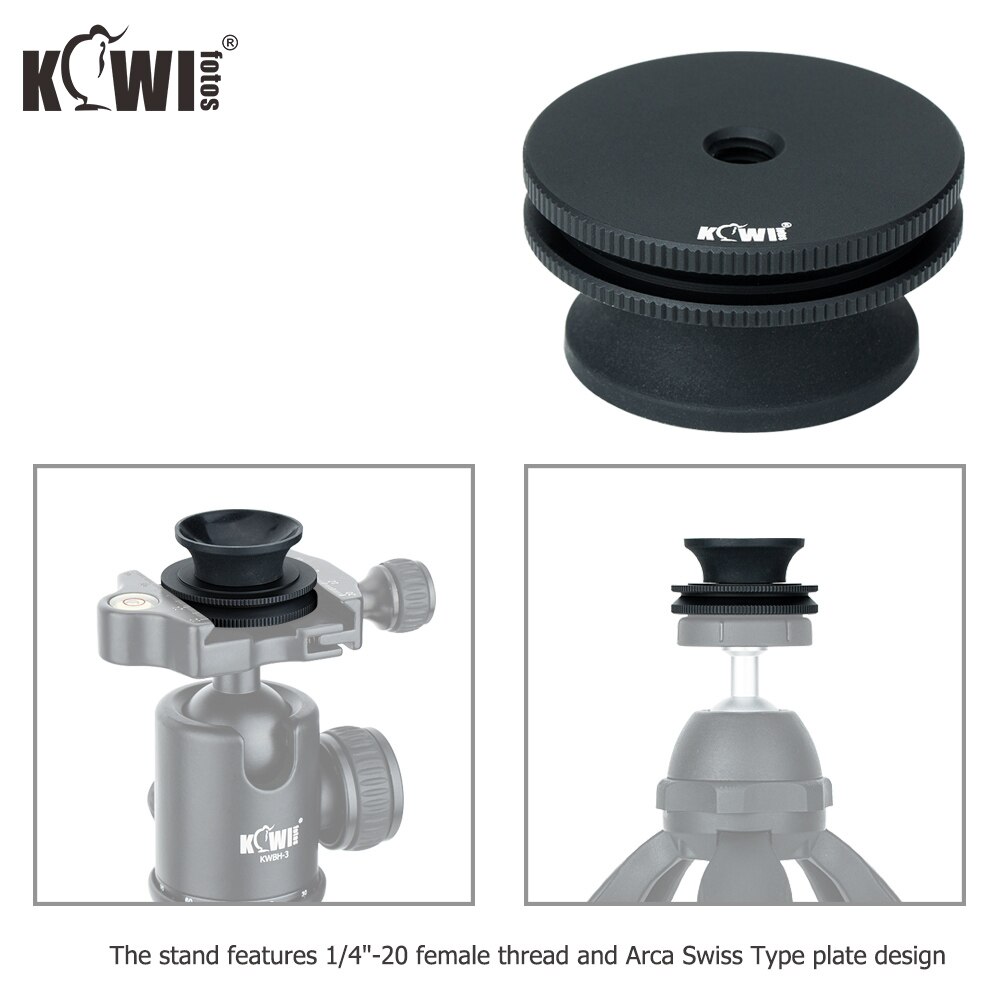 Crystal Lens Ball Stand for 50mm-100mm Diameter Glass Sphere, Suction Mount 1/4&quot;-20 Female Thread Arca Swiss Type Plate