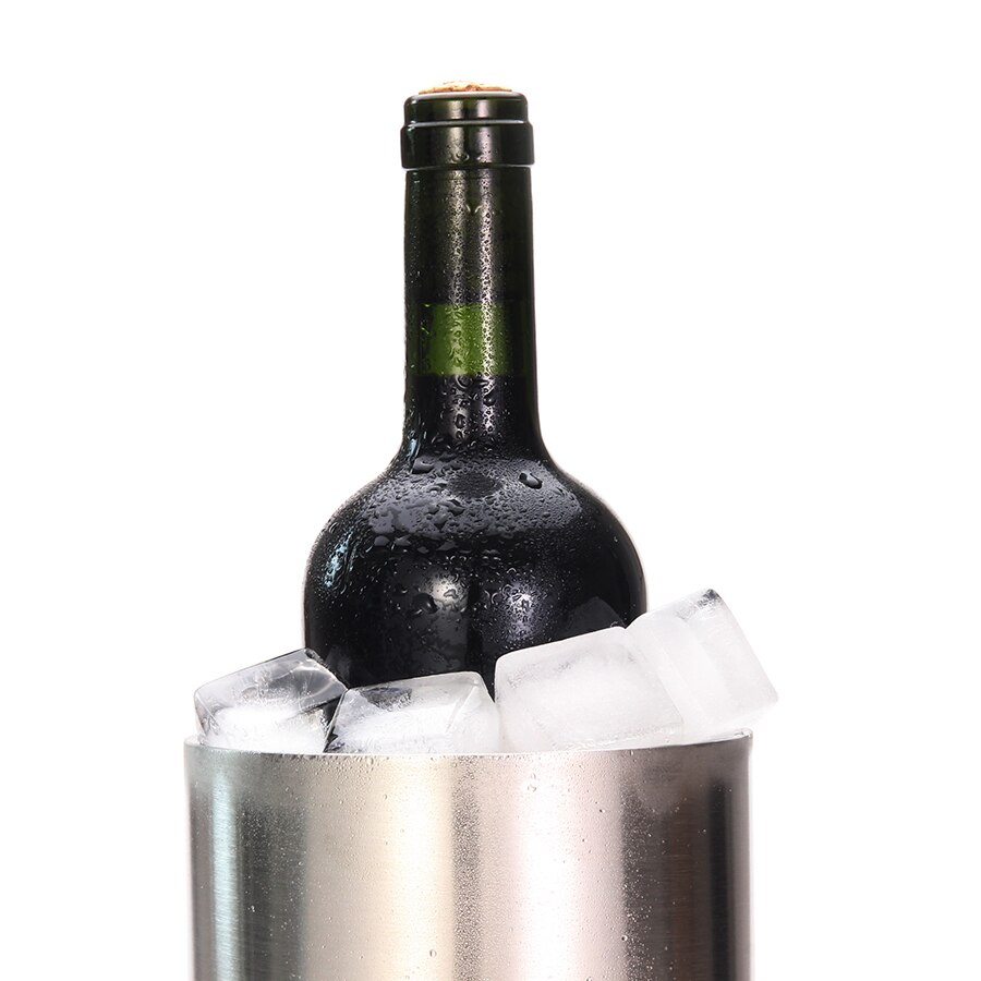 Wine Chiller - Double Wall Ice Bucket Cooler Stainless Steel with Matt Brushed Surface - Keeps Wine Champagne Cold
