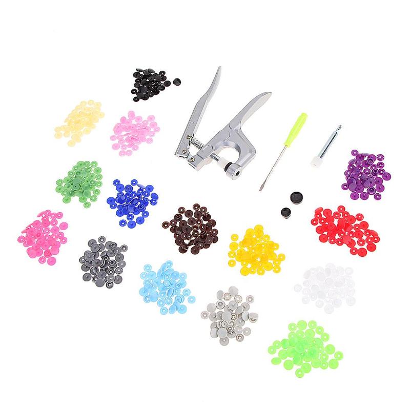 1Set Metalen Druk Tangen Gereedschap Gebruikt Voor T3 T5 T8 Kam Knoopsluiting Snap Tangen 150 Set T5 plastic Hars Druk Stud Doek Luier: 02