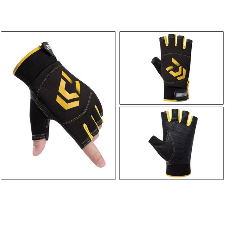 1 par de guantes de pesca universales para hombre y mujer, accesorios de pesca antideslizantes con tres dedos, guantes SBR: 6