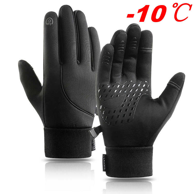 Guantes de ciclismo impermeables para exteriores, manoplas de invierno para pantalla táctil, a prueba de viento, para motocicleta, esquí y bicicleta