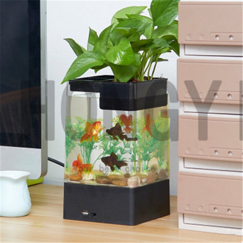 HONGYI 1 piece lazy mini small acrylic goldfish bowl fish tank free water change transparent betta fish tank goods