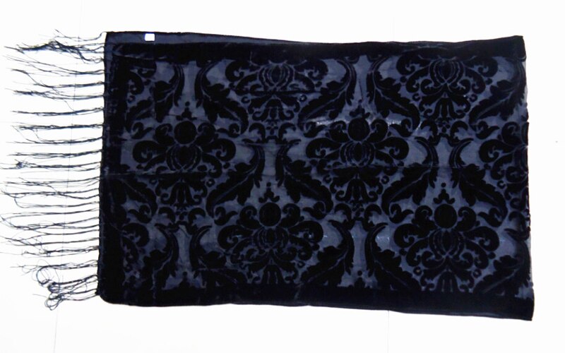 2020 outono inverno mulheres qualidade macio xale veludo lenço de seda senhora moda pashmina envoltório hijab diário acessório: Black