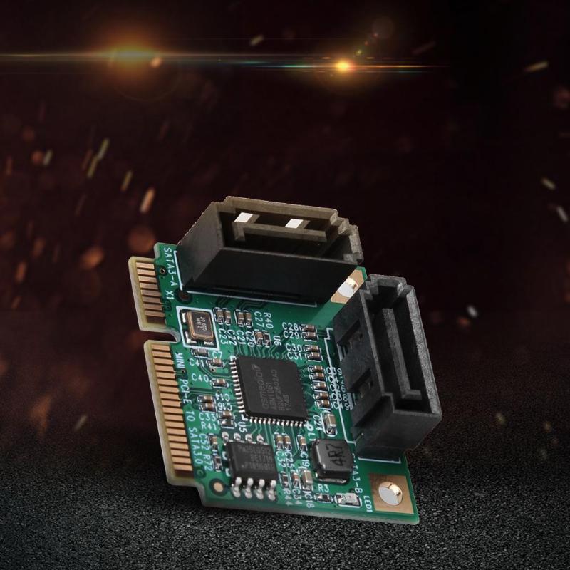 2 Poorten Mini Pci-E Pci Express Naar Sata 3.0 Converter Harde Schijf Uitbreiding Kaart Met Sata Kabel Voor Pc Computer voeg Op Kaarten