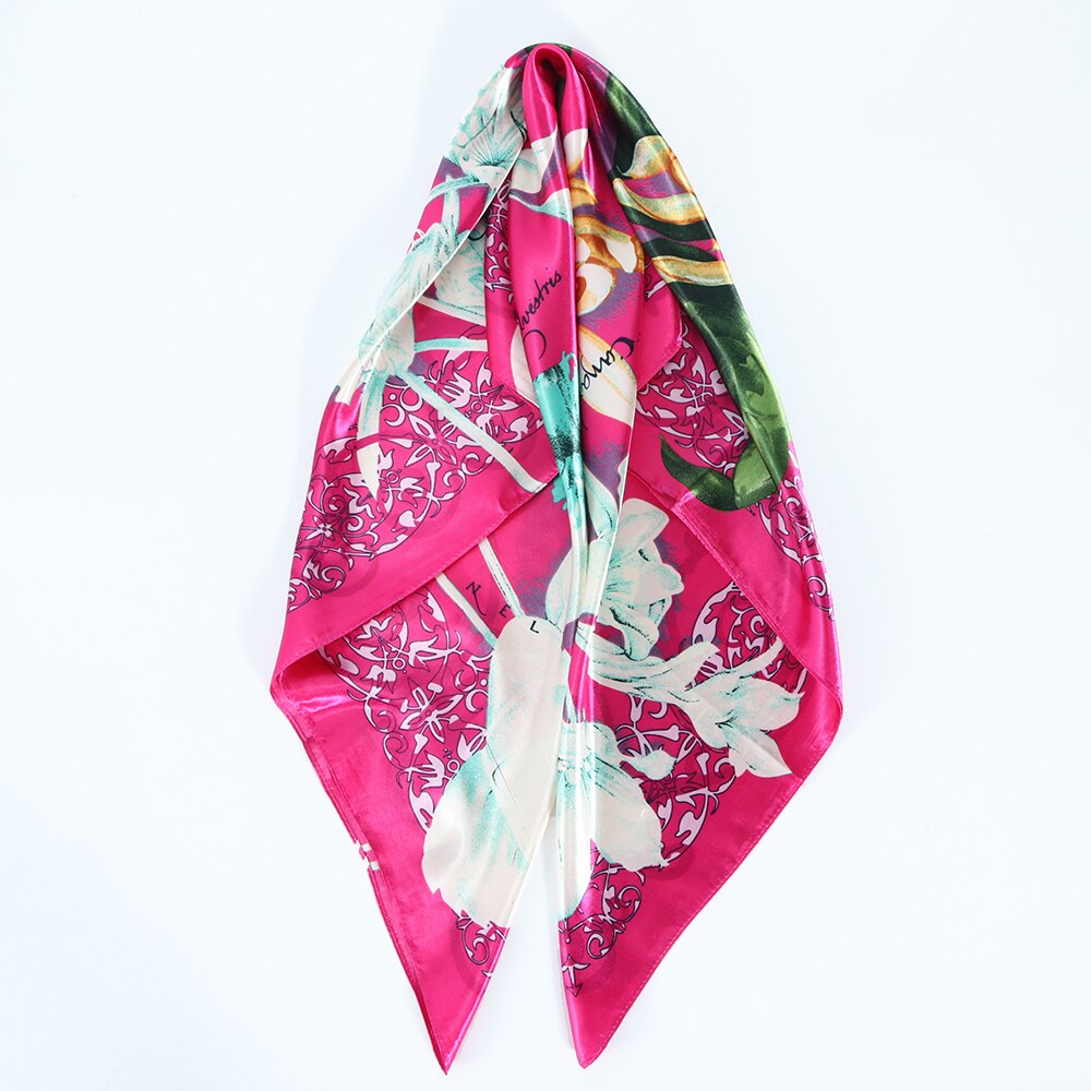 Foulard en soie pour femmes, classique rétro, en Satin, Bandana, Cheveux doux, Hijab, 90x90cm