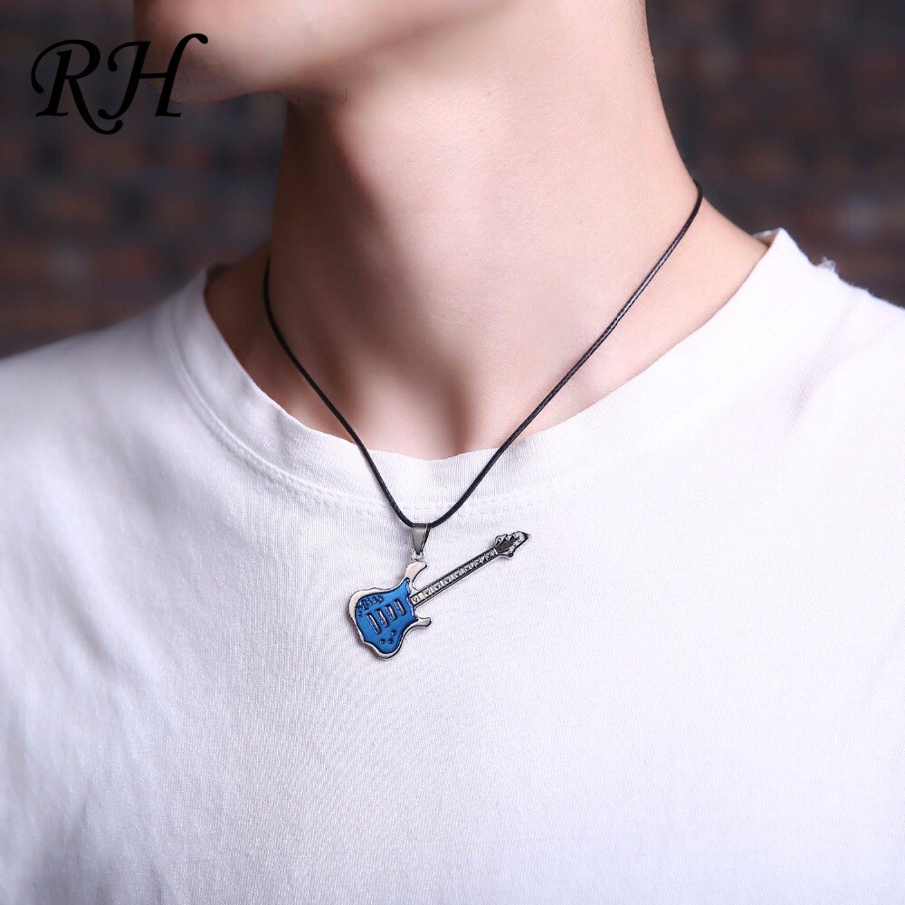 Edelstahl Gitarre Halsketten punk rock Halskette Anhänger Ketten Zubehör Musik Schmuck instrumente Choker
