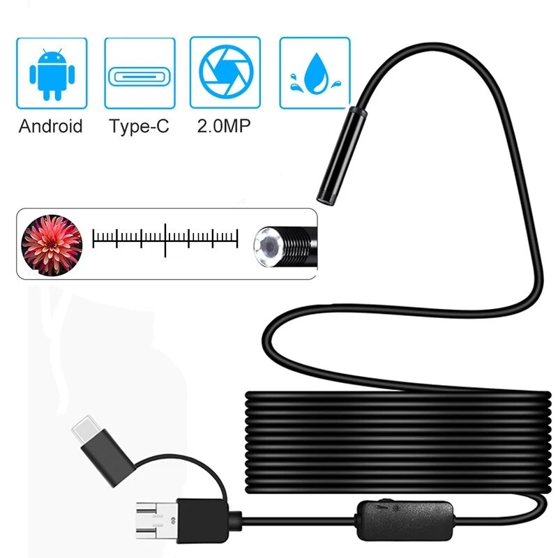 8.0Mm Endoscoop Camera 720P Hd Usb Endoscoop Met 8 Led 1/2M Kabel Waterdicht Inspectie borescope Voor Android Voor Pc