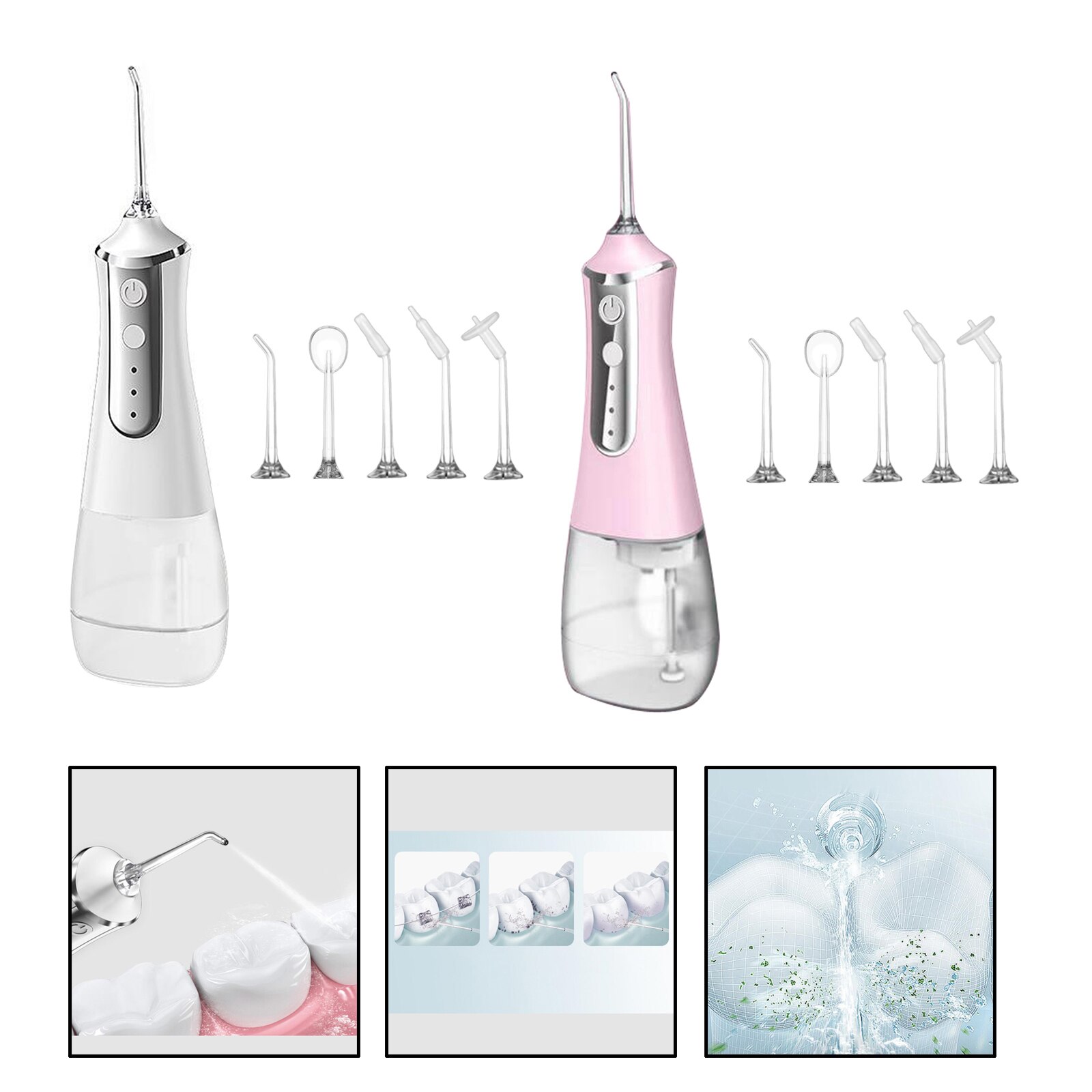 Electric Water Floss Teeth Cleaner Oral Irrigator Rechargeable 3 Modes for Home Travel