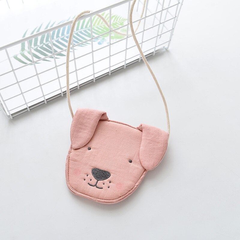 M264 Cartoon Mooie Kind Zak Zoete Leuke Hond Katoen Kleine Messenger Luiertas: pink