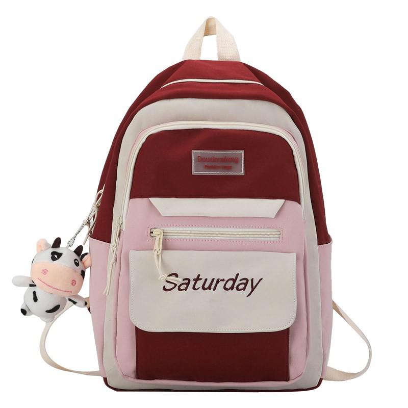 Mochila Escolar Kawaii para mujer, mochilas de estilo coreano para adolescentes, mochilas escolares para niñas y estudiantes: Red