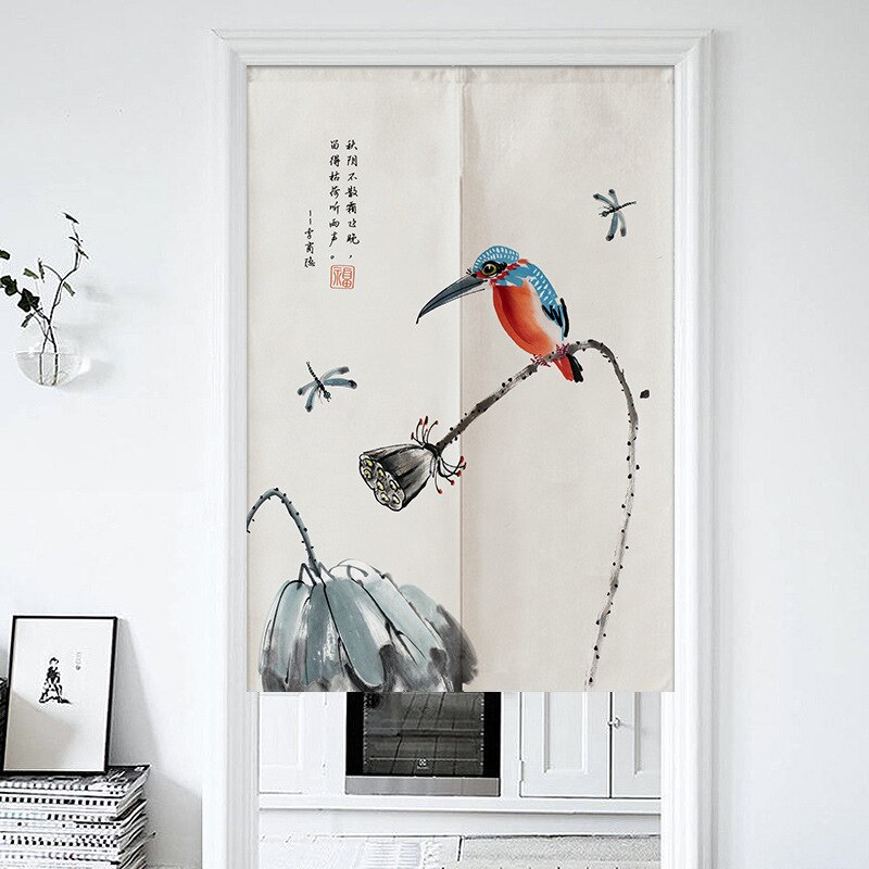 Chinese Bloem En Vogel Deur Gordijn Woonkamer Slaapkamer Half Gordijn Noren Japanse Gordijn Entree Feng Shui Deur Gordijn: 6 / 100x150cm