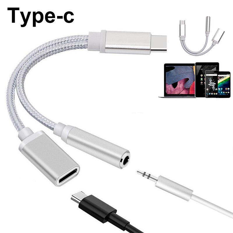 Adaptador de conector de auriculares USB tipo C a 3,5mm para one plus 7, cable convertidor de Audio auxiliar de música para iphone, huawei y xiaomi