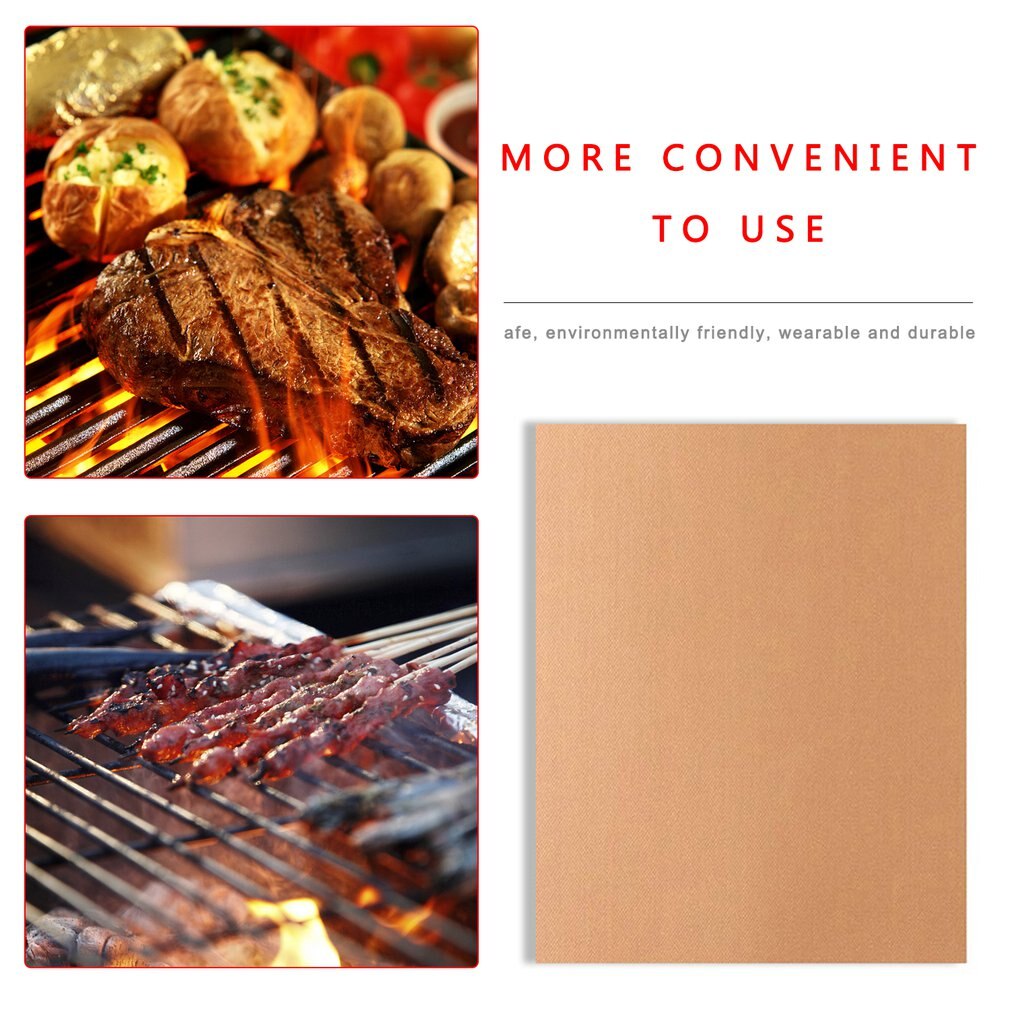 Durable Non-Stick Barbecue Mat Heat-Resistant Barbecue Mat Fiberglass Material Barbecue Mat Repeatedly Use Barbecue Mat BBQ Tool