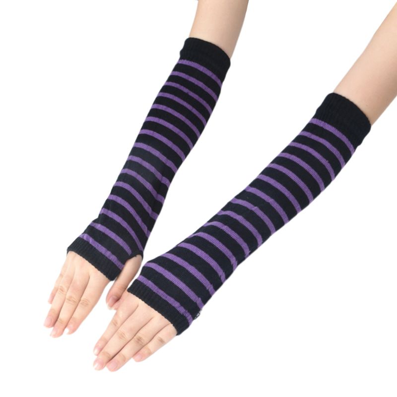 Allegra K Women's Fingerless Gloves Print Elbow Length