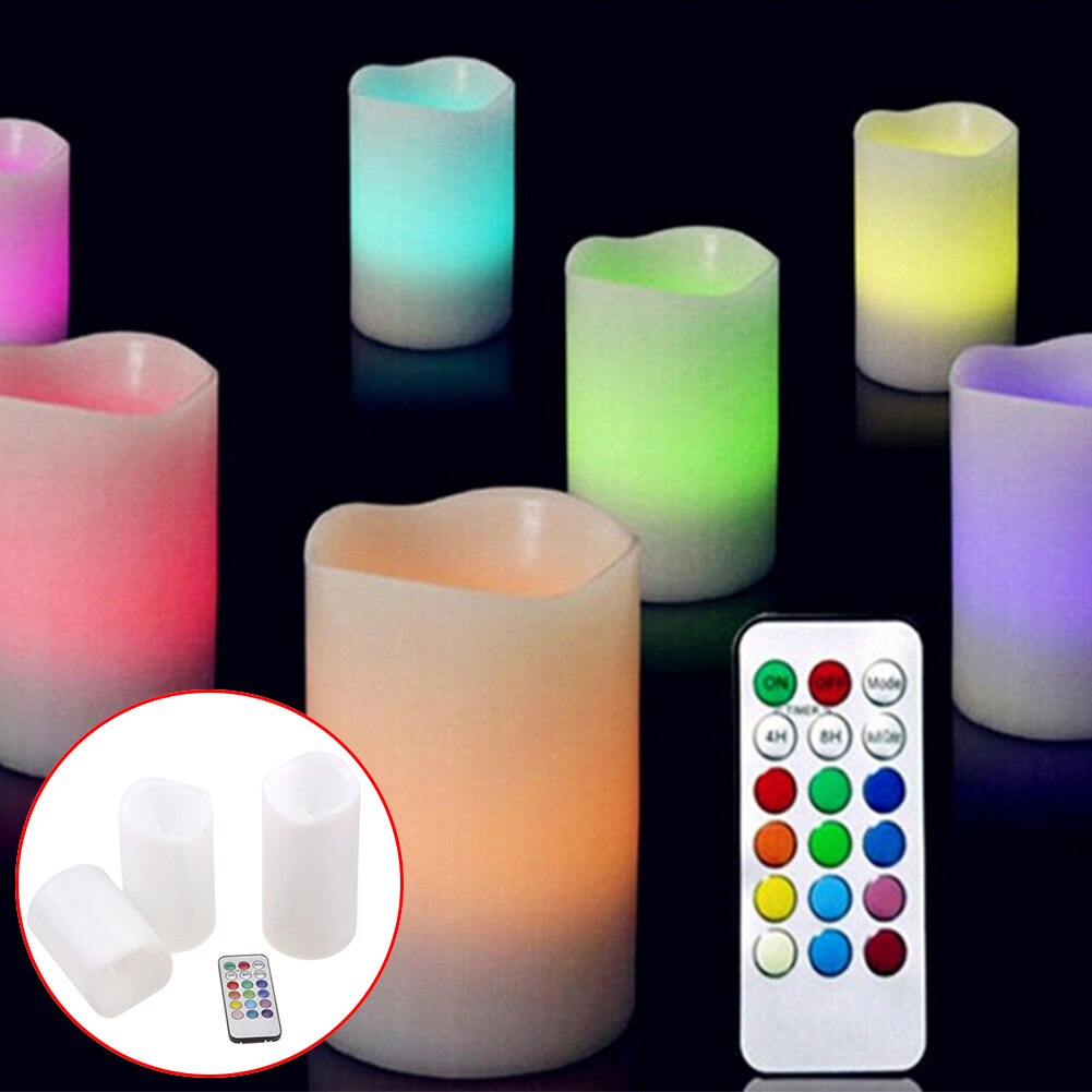Popular Party Celebration Romantic Changing Color RGB LED Candles with Remote Control Flameless Candles