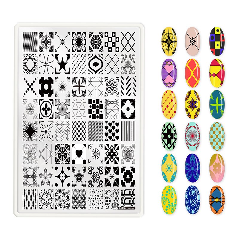 ANGNYA Square Dandelion Nail Stamping Plates Animal Patterns Stainless Steel Nail Art Stencil Tools Stamp Plate 9.5*14.5: ZJOYPLUS 41