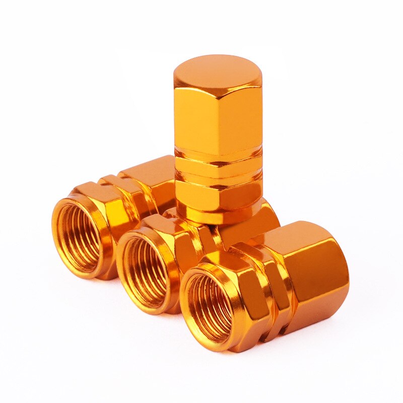 4PCS Aluminum Alloy Schrader Valve Caps Tire Valve Stem Covers for Cars Motorcycles Trucks Bikes Bicycle Accessories: TYPE B - Yellow