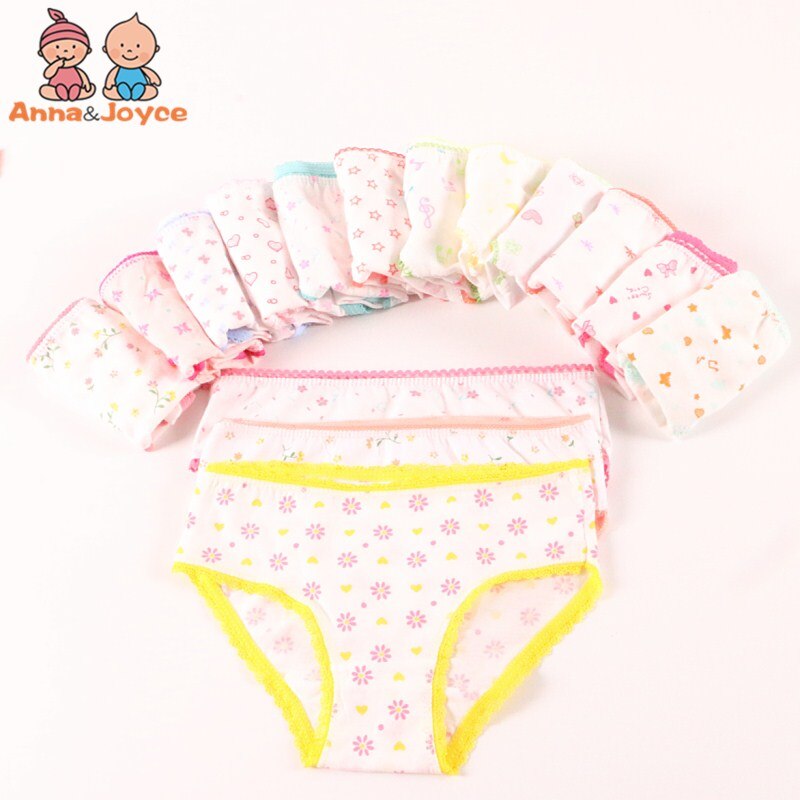 6Pc/Lot Girls Panties Briefs Underwear Kids Briefs Flower Baby UnderPants Suit1- 2 Years