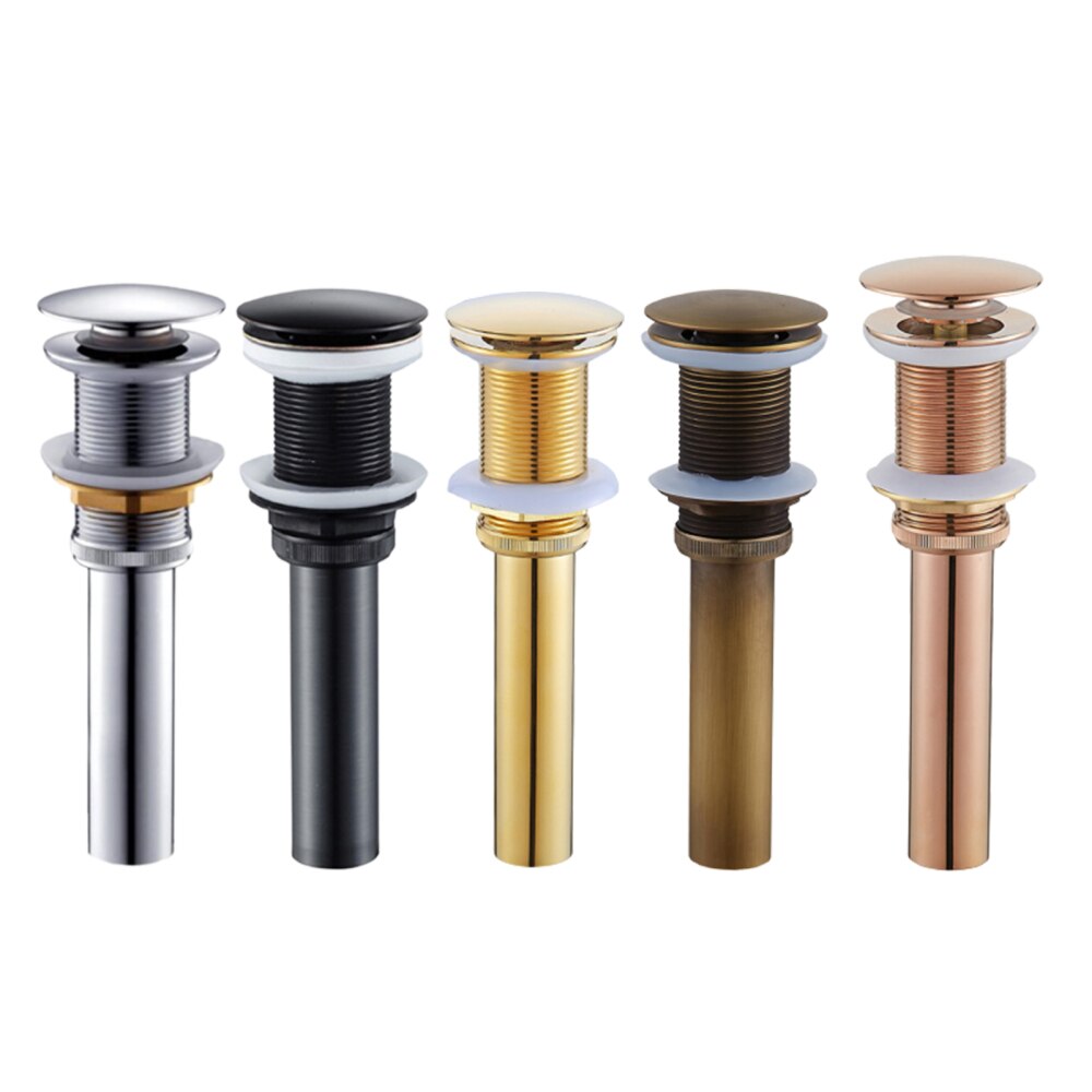 Metal Drain Bathroom Sink Strainer Waste Plug Glass Basin Durable Corrosion Resistant Without Overflow Finished Brass 1 3/5 Inch