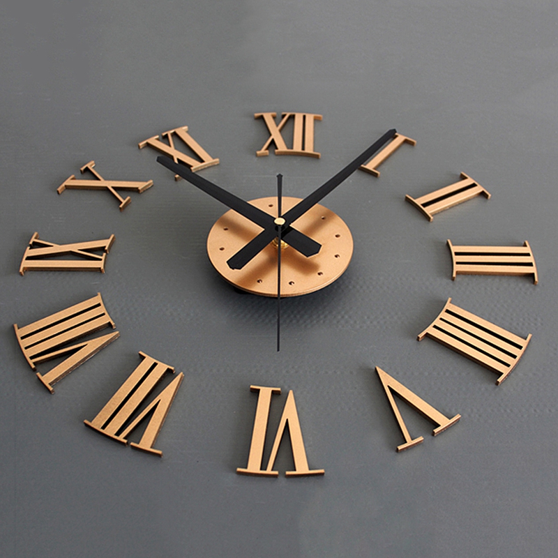 DIY Luxury 3D Roman Numerals Wall Clock Large Size Home Decoration Art Clock