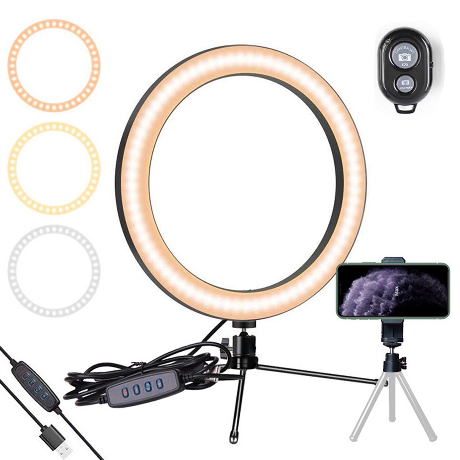 10 ”dimmbare LED Studio Kamera Ring Licht Foto Telefon Video Licht Ringförmige Lampe