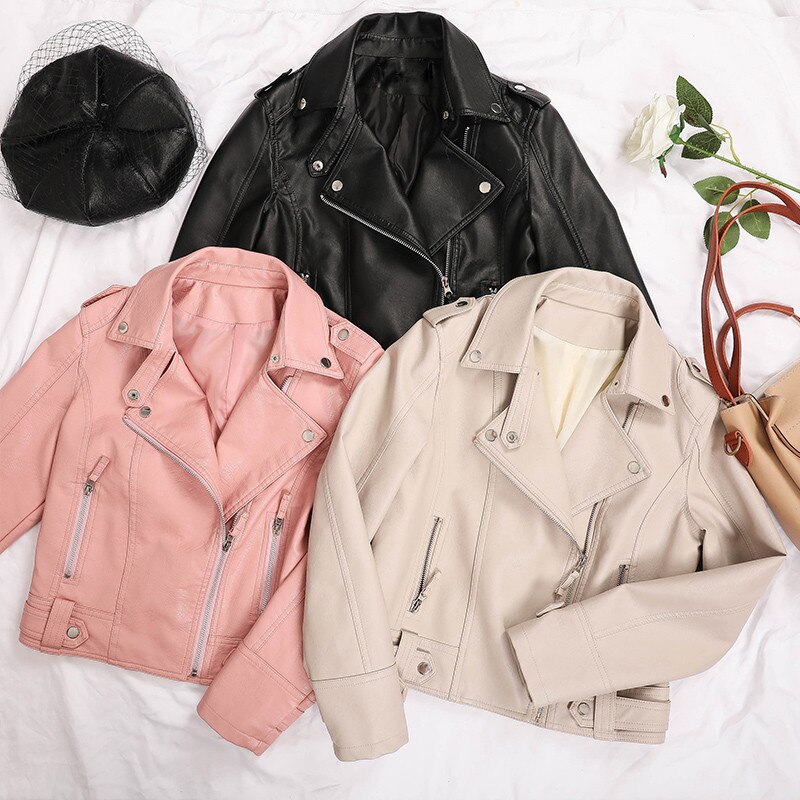 Aelegantmis Dünne Frauen Faux Leder Jacke lässig Radfahrer Motorrad Jacken Weibliche Punk Streetwear Frühling Herbst Mantel