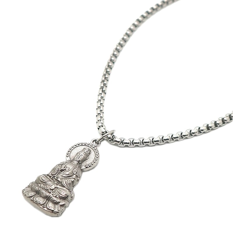 Unisex 316l roestvrijstalen guan yin beschermende klassieke hanger
