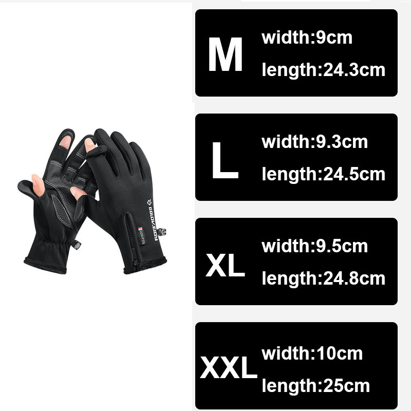 Gants de pêche chauds et épais, antidérapants, imperméables et durables, deux doigts coupés, mitaine, accessoire de pêche d&#39;hiver en plein air