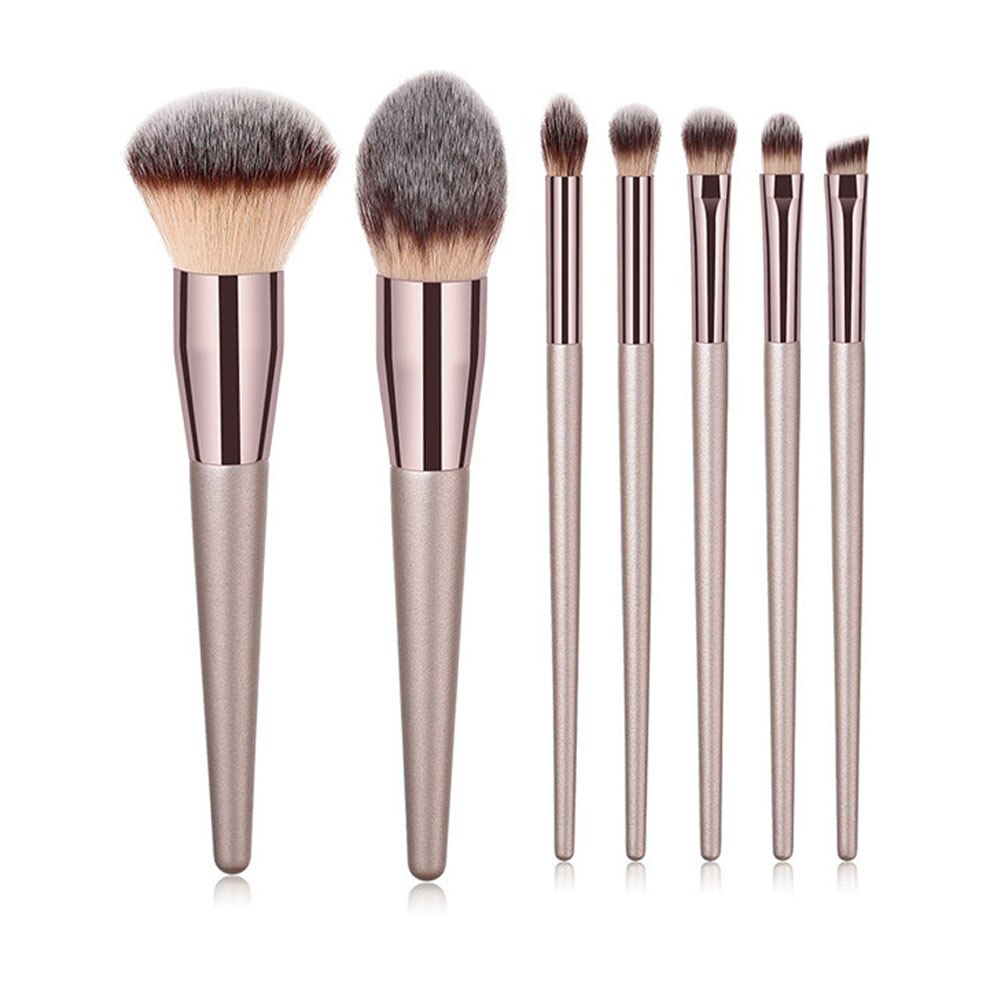 Billigste champagne træ foundation pudder kosmetisk øjenbryn øjenskygge børste kit makeup artist børste sæt værktøjer