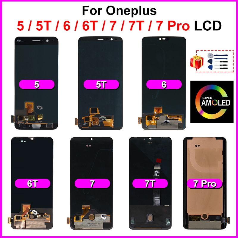 Alkuperäinen amoled for oneeplus 5 lcd 5t 6t 7 7t 7 pro 7t pro lcd näyttö kosketusnäyttö digitoija korvaava oneplus 6 näyttö