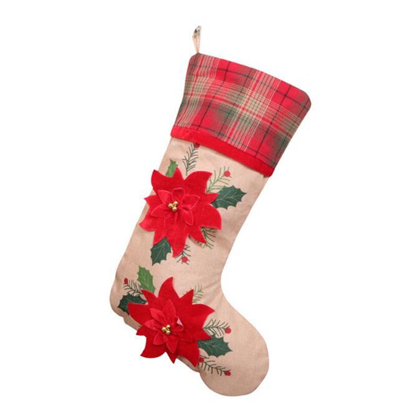 Kerstsok Bag Grote Rode Bloem Kerst Zak Snoep Zak Kerst Decoratie Hanger