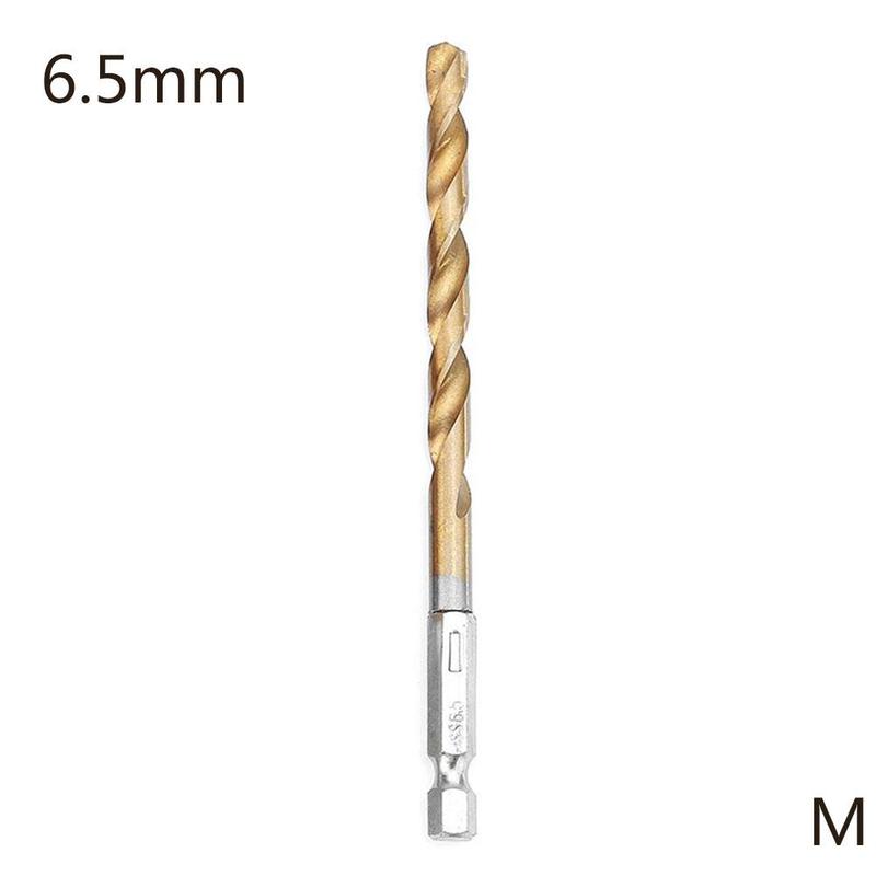 Jeu de forets HSS revêtus de titane, foret hélicoïdal à tige hexagonale de 1/4 "adapté au perçage du bois de 1.5 à 6.5mm: 6.5mm