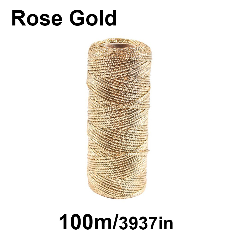 Makramé Tråd 1.5mm 100M - Flettet polyester tau til DIY Håndverk, Søm, Dekorasjon: Kobber