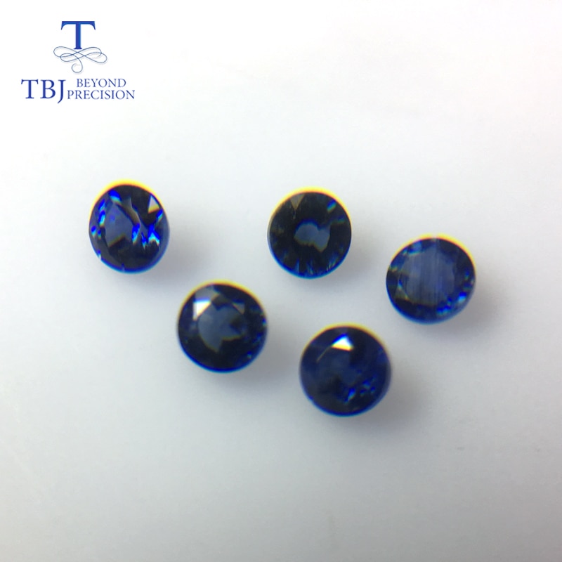 TBJ-saphir naturel rond bleu de 3mm ,5 pièces par lot, poids 0.9 carat, bijoux à bricoler soi-même.