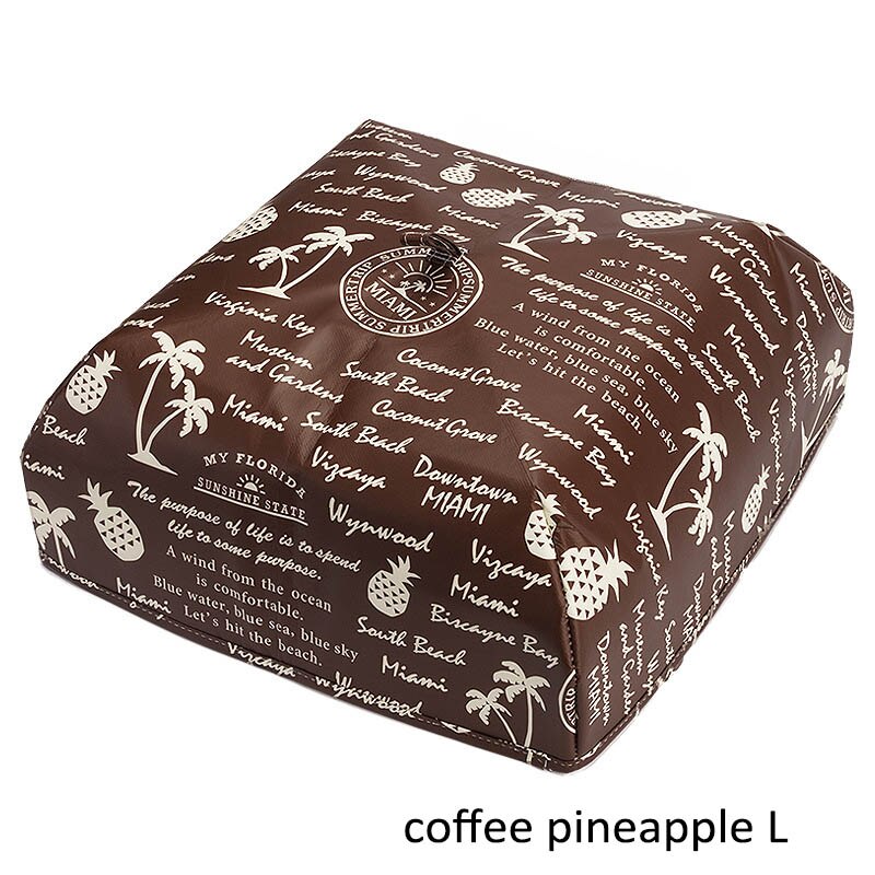 Bærbar foldeovertræk frokostpose aluminium foliebordsdækning støvforebyggelse flyve maddæksel køkkenudstyr: Kaffe ananas l