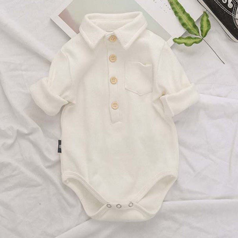 Lente Herfst Kids Jongens Meisje Lange Mouw Pure Kleur Rompertjes Baby Baby Jongen Meisje Pasgeboren Rompertjes Kleding Baby Jongen Meisje rompertjes: AHY-071 White / 24M