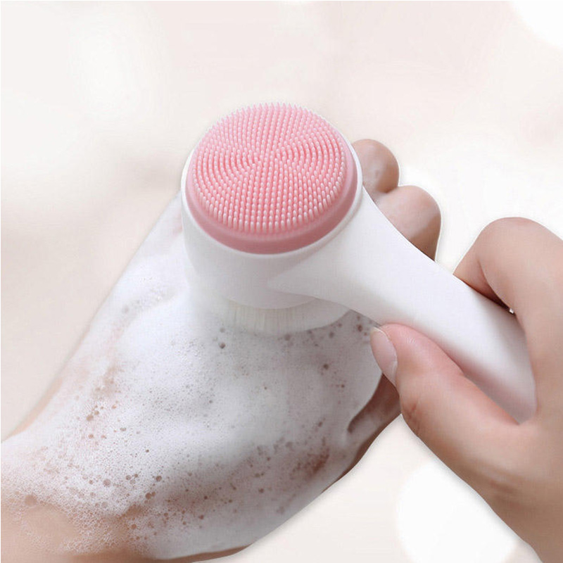 Brosse de nettoyage du visage Double Silicone 3D, Massage manuel, brosse pour le visage, exfoliant à poils souples, brosse de lavage du visage Double face