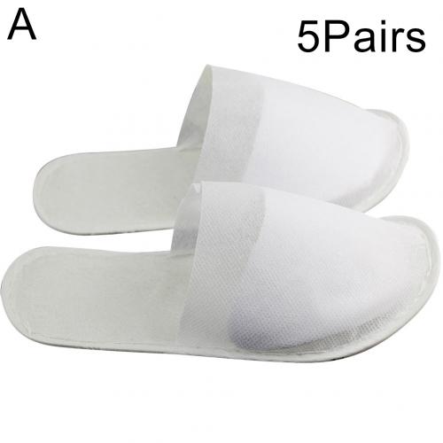 5 Paar Wegwerp Slippers Spa Hotel Gast Slippers Gesloten Teen Handdoek Indoor Wegwerp Slippers: White A