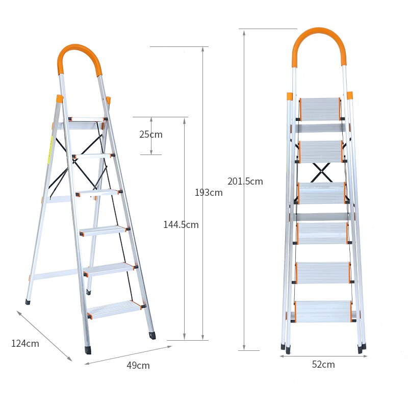 Aluminum Alloy Household Ladder Thickened Step Ladder Folding Escalator Stairs Stainless Steel Herringbone Stepladder DG003A: Black