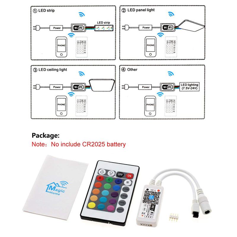 Wifi Rgb Controller Voor Led Light Strips, Werken Met Smartphone Alexa Draadloze Afstandsbediening 16 Miljoen Kleur Verlichting, androi