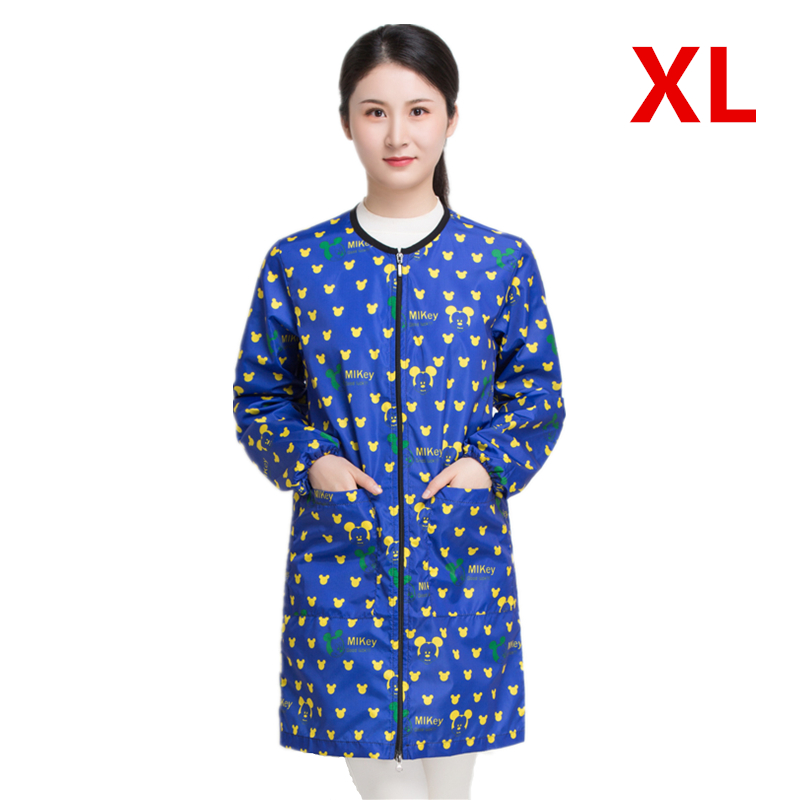 Salon Smock Hairdresser Long Sleeve Work Clothes Pet Grooming Haircut Waterproof Uniform Barber Assistant Apron: G010-Cartoon-XL