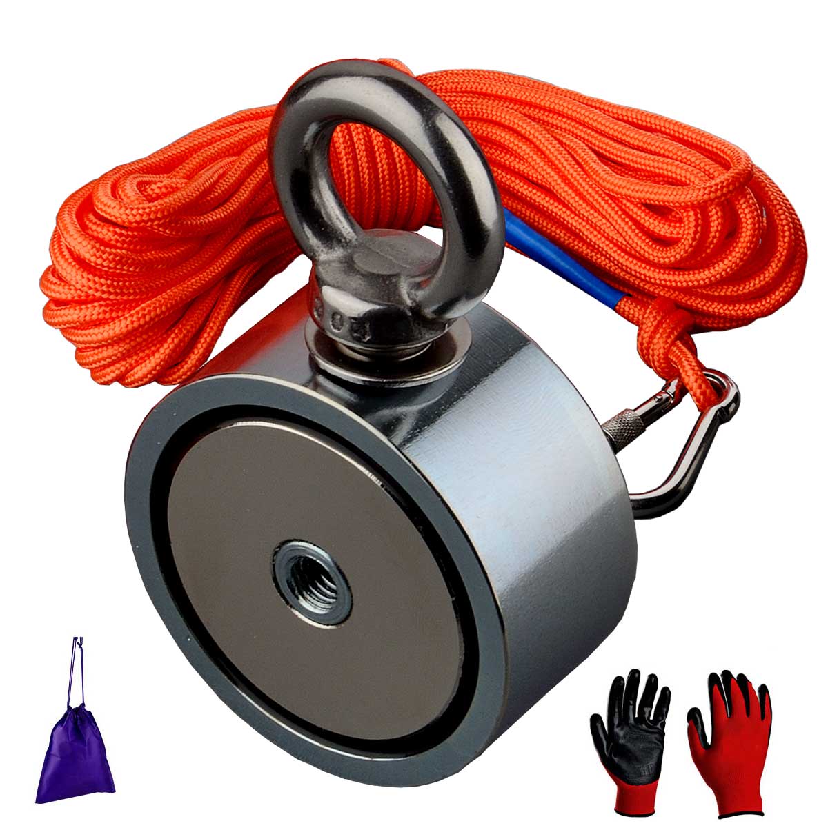 Doppelseitige 120Kg Magnet Power Neodym N52 Magnet Loch Recovery Magnete Magnetische Material Basis Angeln Magnet mit 20 m seil: Gold